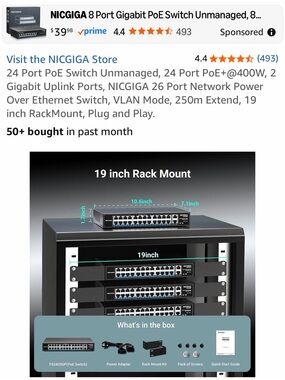 24-Port Gigabit PoE+ Network Switch - Black